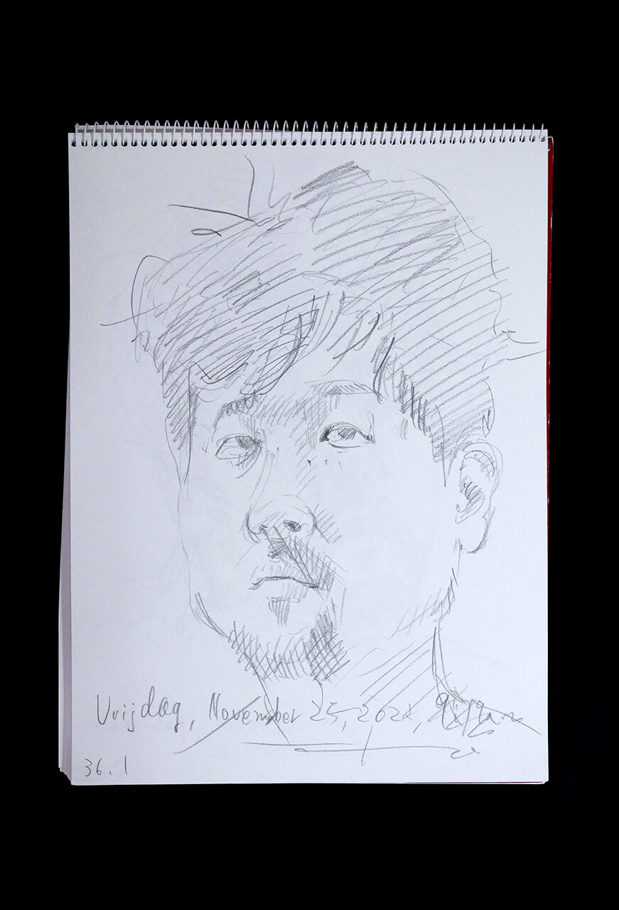 Contemporary artist SHINTAKU Tomoni's 2022/11/25 Self-portrait or pencil drawing