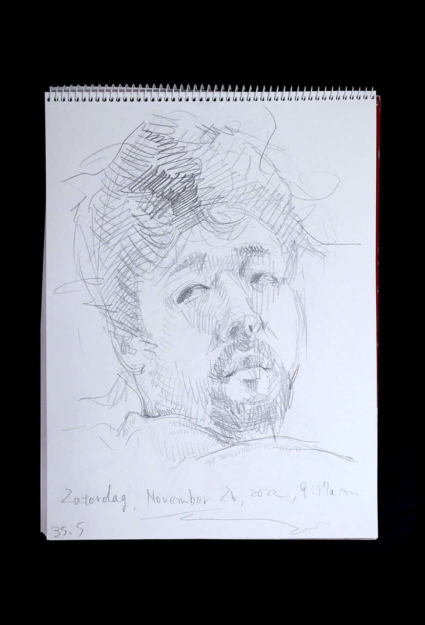 Contemporary artist SHINTAKU Tomoni's 2022/11/26 Self-portrait or pencil drawing