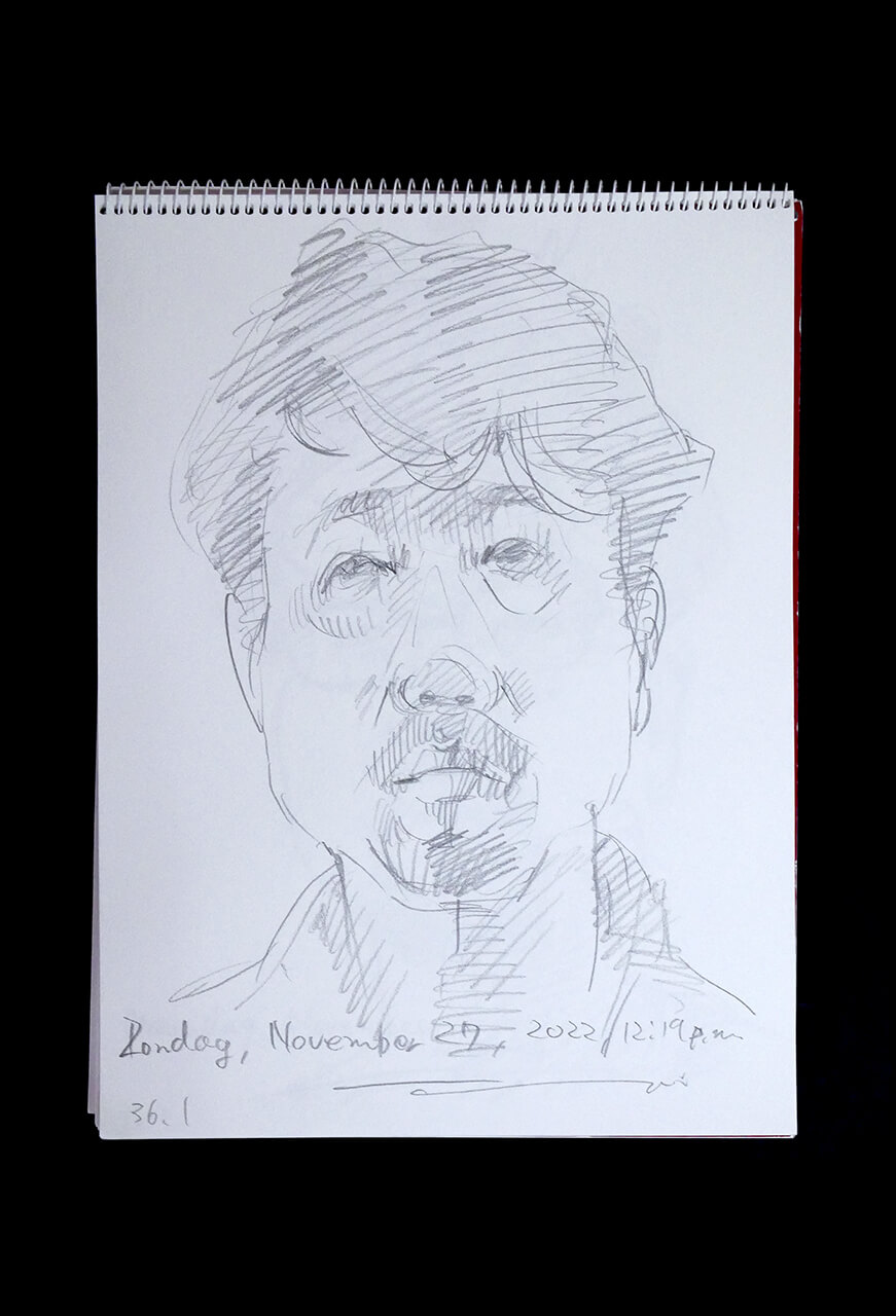 Contemporary artist SHINTAKU Tomoni's 2022/11/27 Self-portrait or pencil drawing