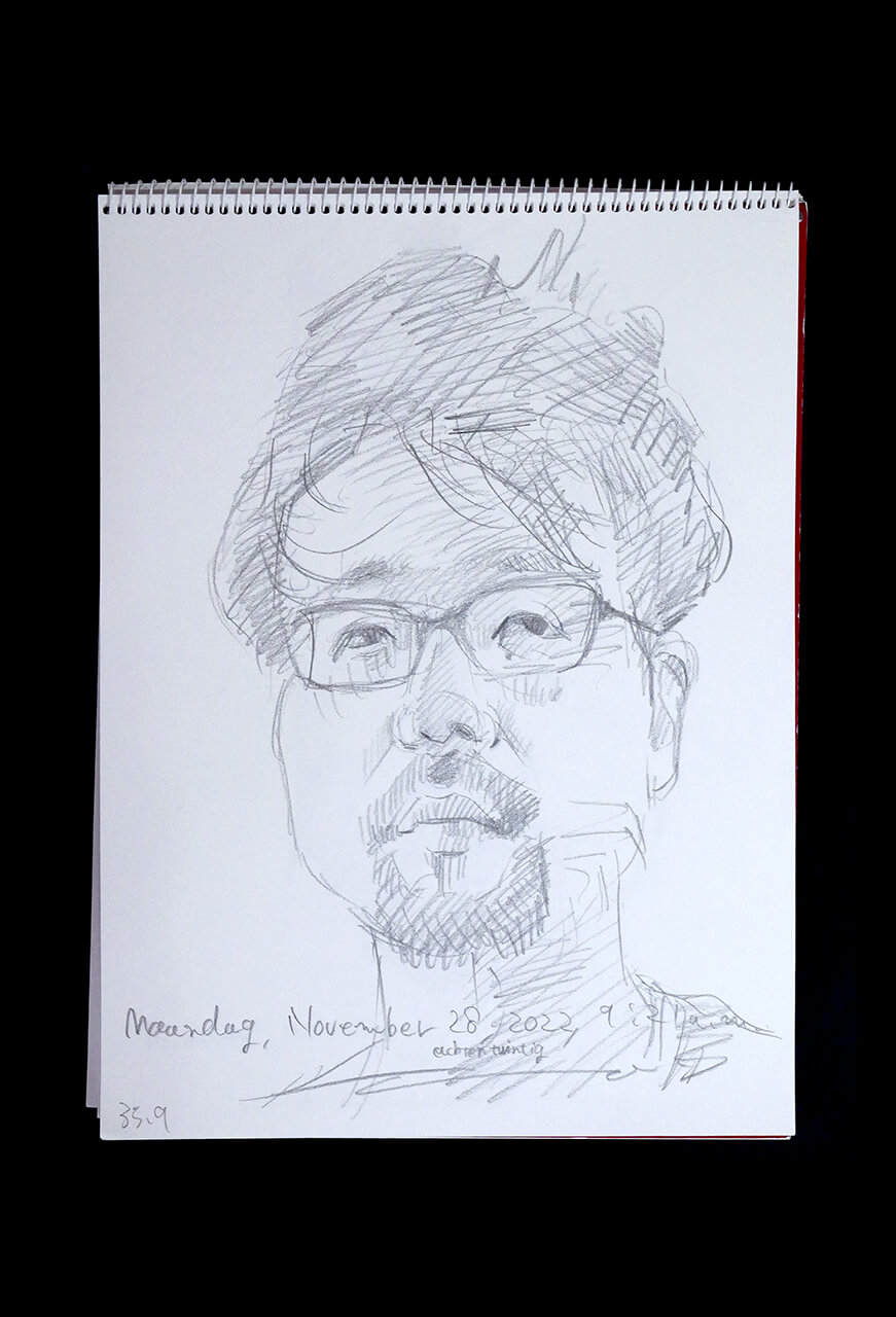 Contemporary artist SHINTAKU Tomoni's 2022/11/28 Self-portrait or pencil drawing