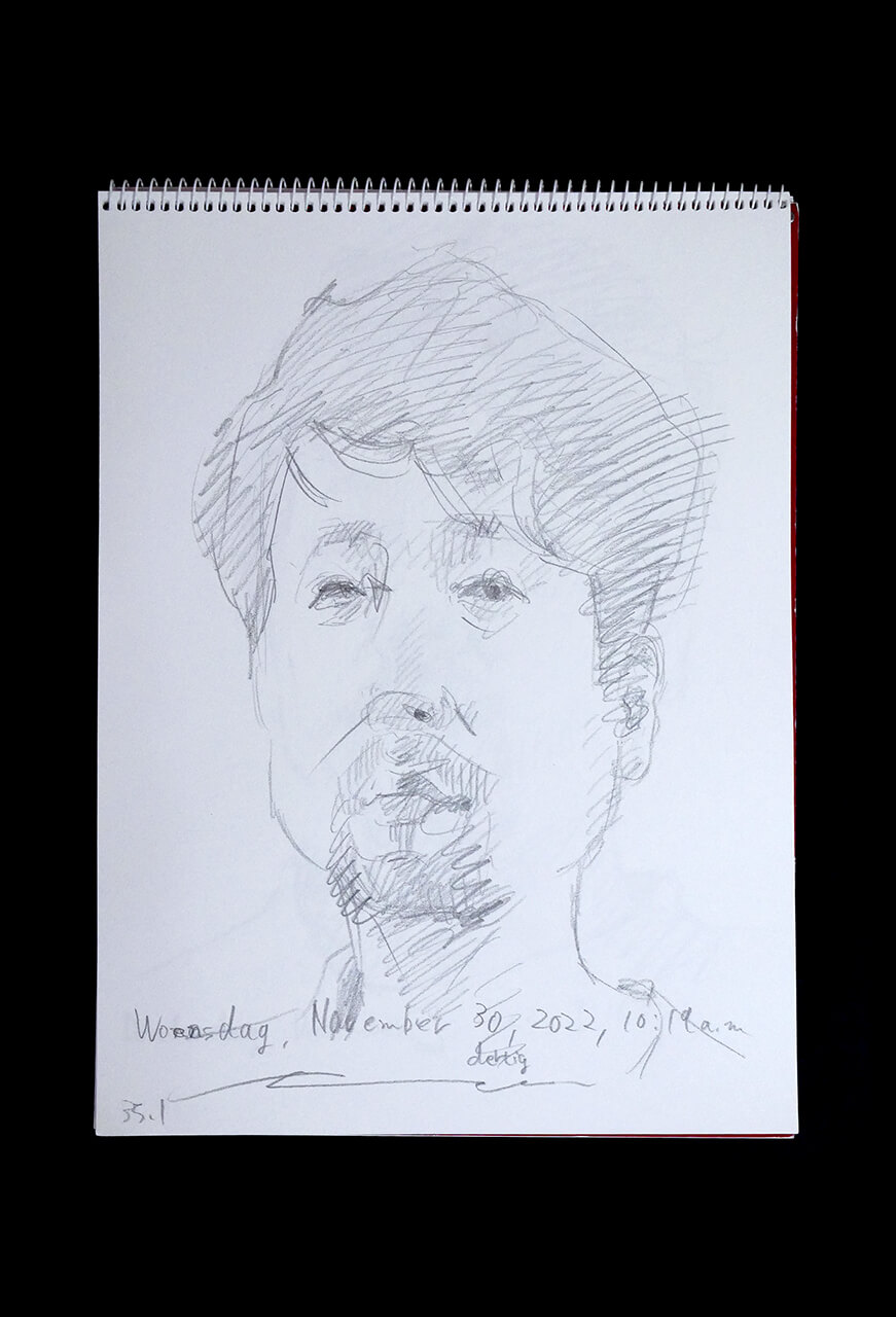 Contemporary artist SHINTAKU Tomoni's 2022/11/30 Self-portrait or pencil drawing