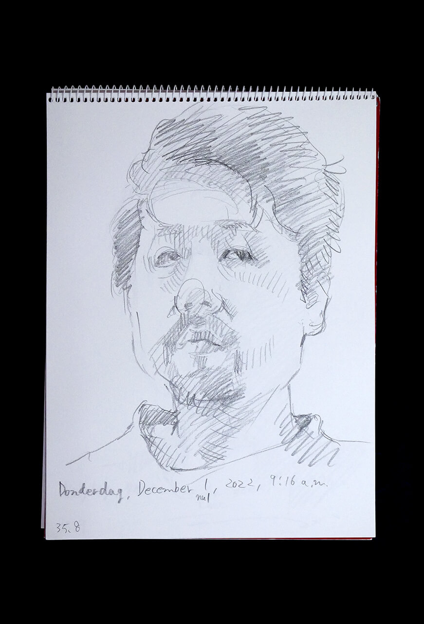 Contemporary artist SHINTAKU Tomoni's 2022/12/1 Self-portrait or pencil drawing