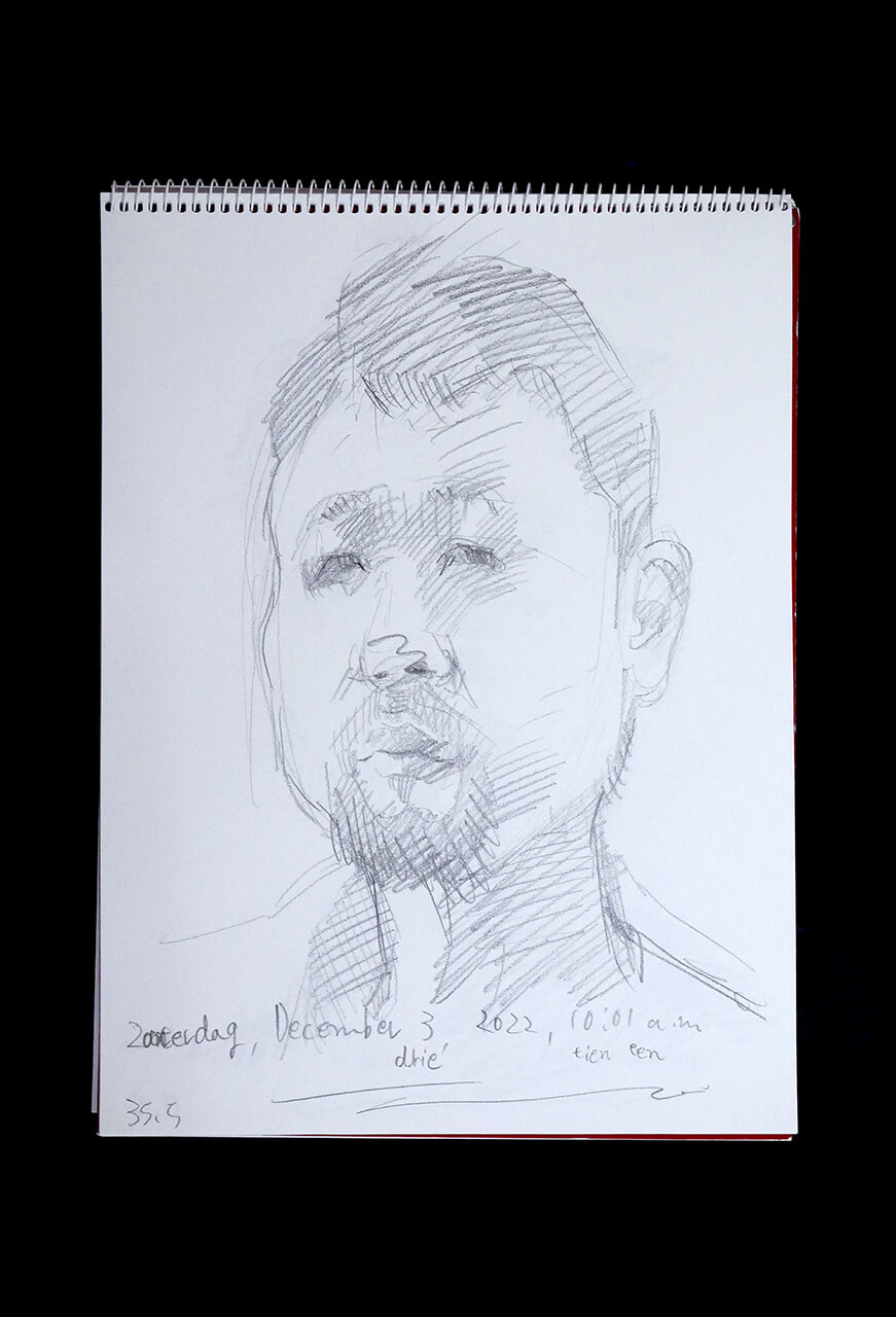 Contemporary artist SHINTAKU Tomoni's 2022/12/3 Self-portrait or pencil drawing