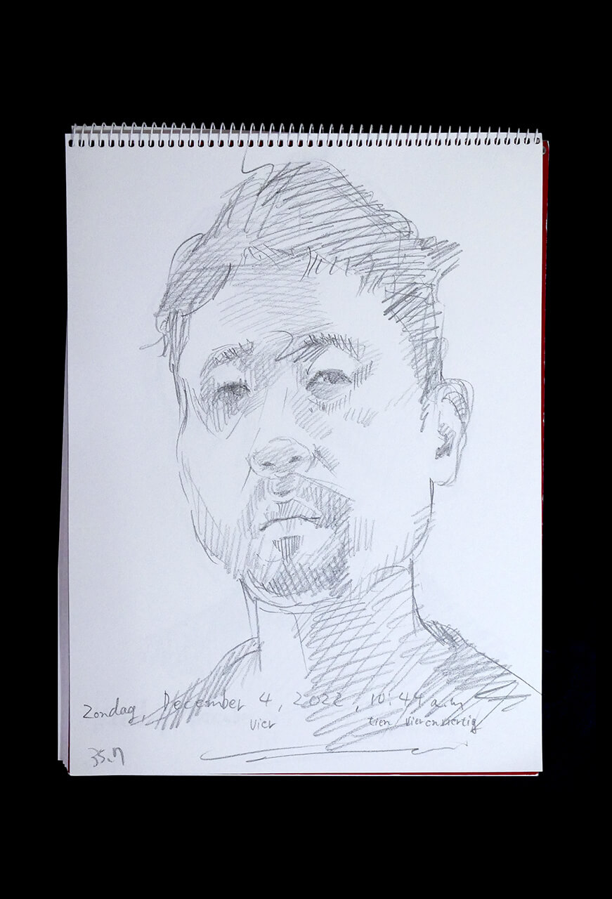 Contemporary artist SHINTAKU Tomoni's 2022/12/4 Self-portrait or pencil drawing