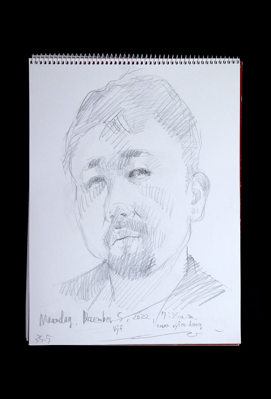 Contemporary artist SHINTAKU Tomoni's 2022/12/5 Self-portrait or pencil drawing