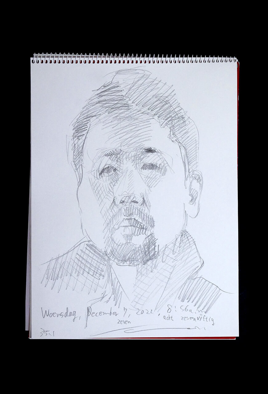 Contemporary artist SHINTAKU Tomoni's 2022/12/7 Self-portrait or pencil drawing