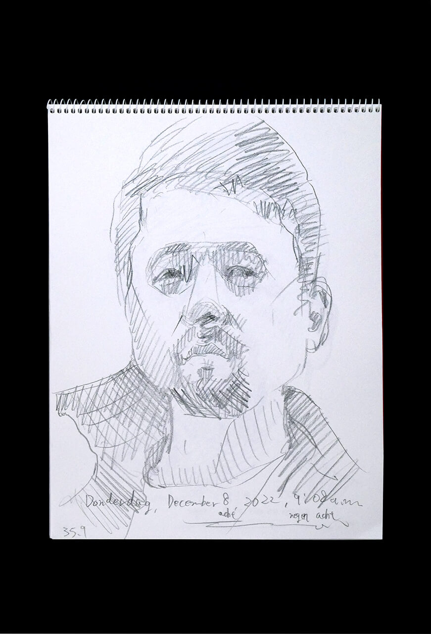 Contemporary artist SHINTAKU Tomoni's 2022/12/8 Self-portrait or pencil drawing