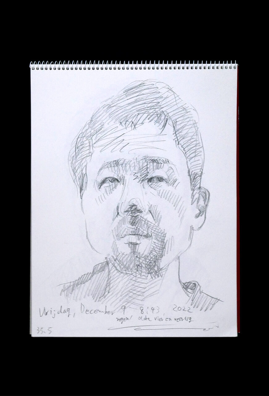 Contemporary artist SHINTAKU Tomoni's 2022/12/9 Self-portrait or pencil drawing