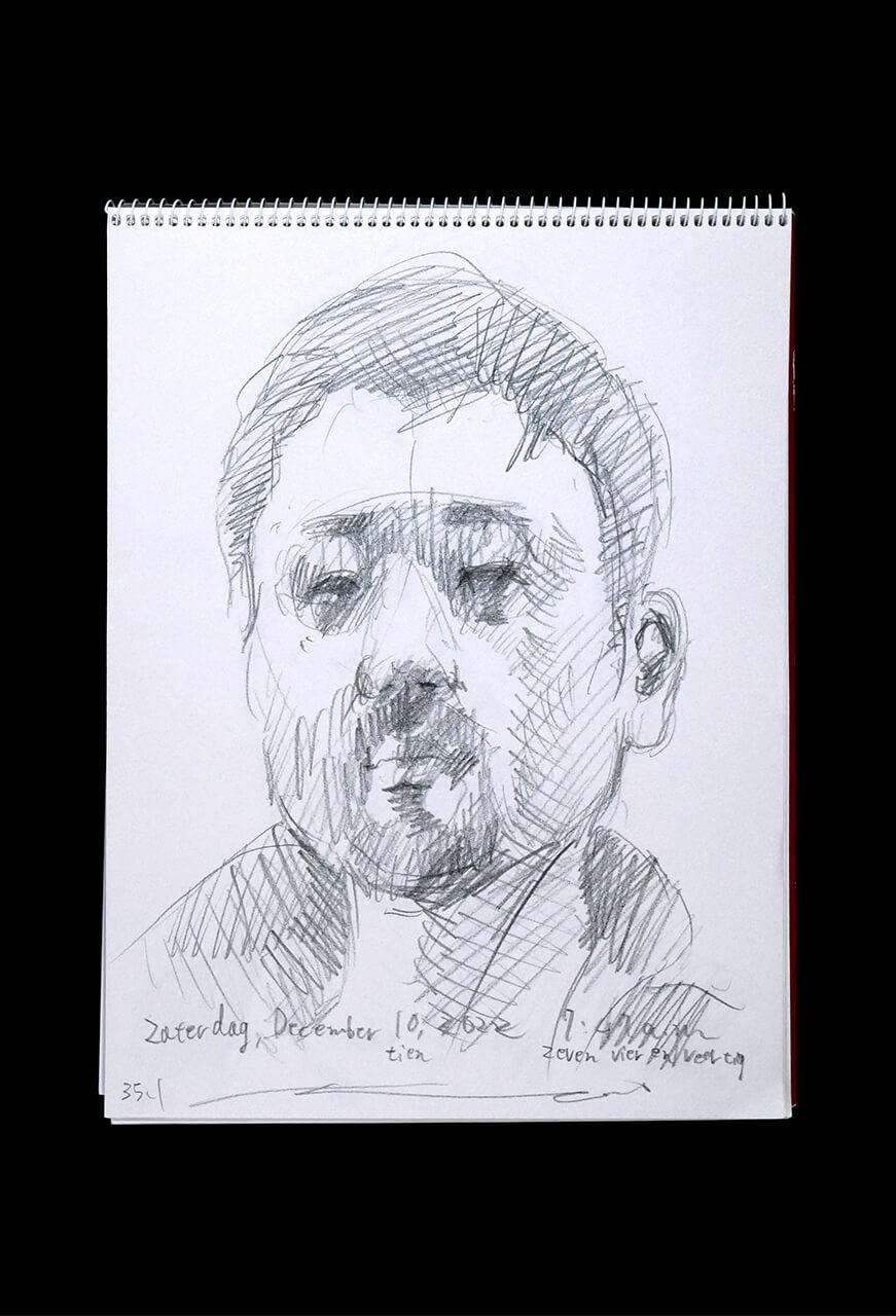 Contemporary artist SHINTAKU Tomoni's 2022/12/10 Self-portrait or pencil drawing