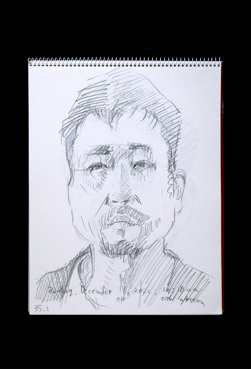 Contemporary artist SHINTAKU Tomoni's 2022/12/11 Self-portrait or pencil drawing