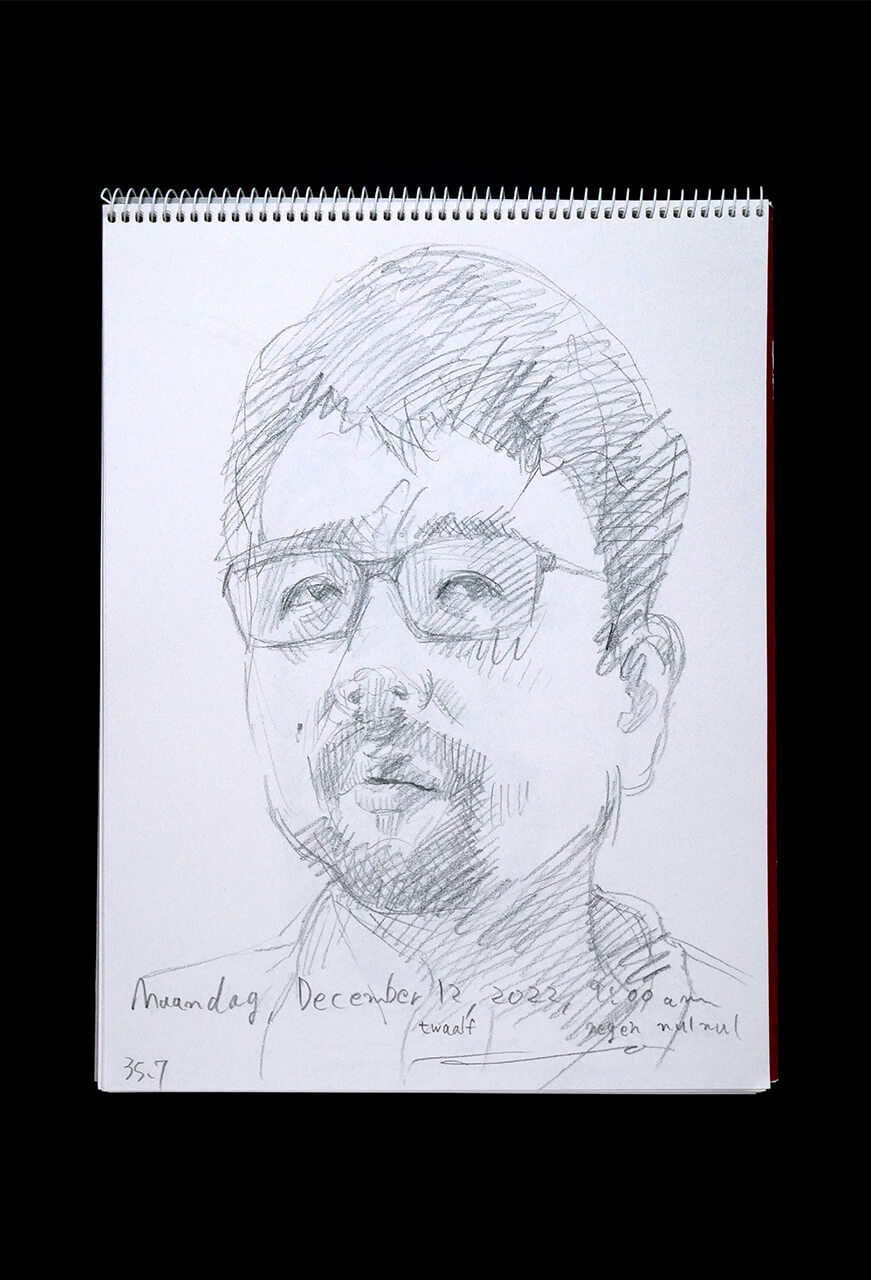 Contemporary artist SHINTAKU Tomoni's 2022/12/12 Self-portrait or pencil drawing