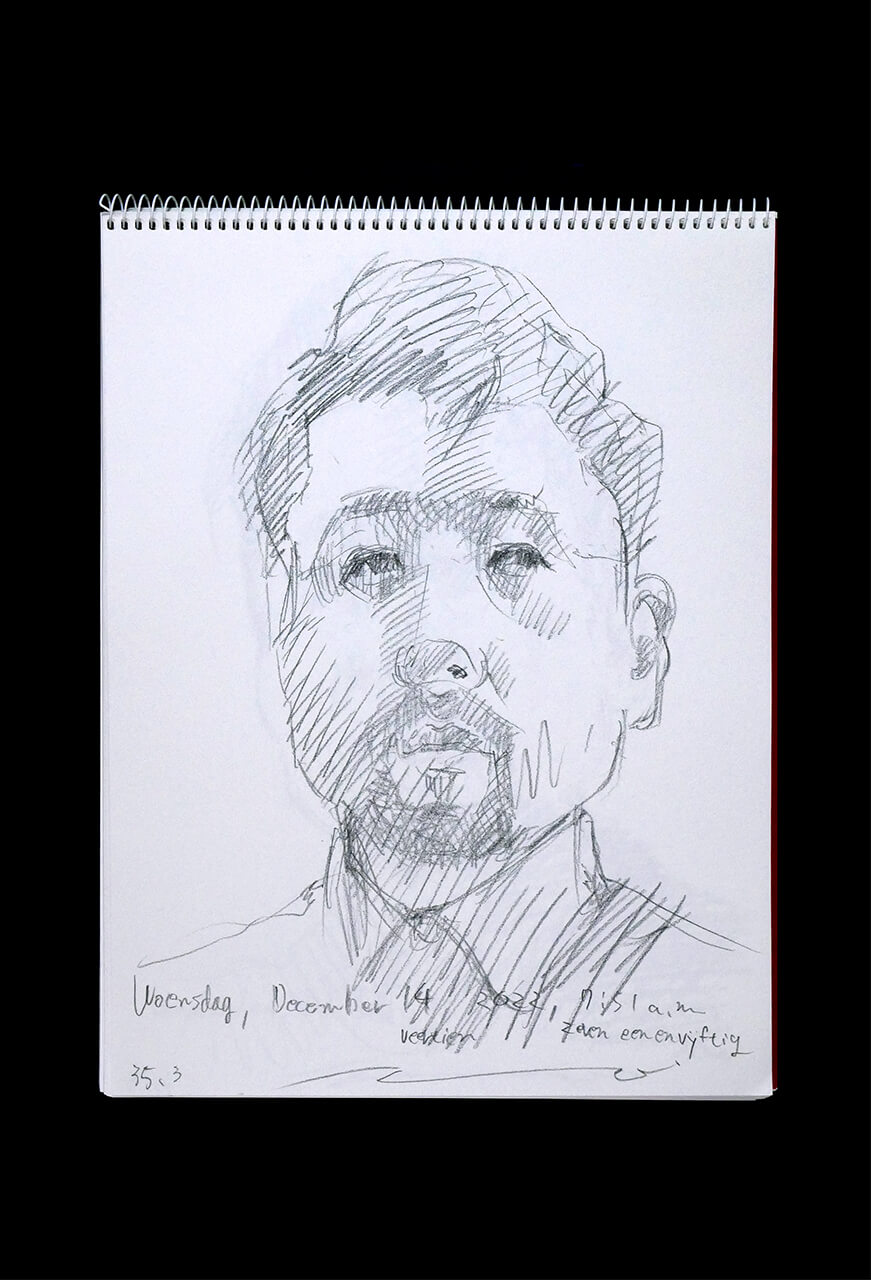 Contemporary artist SHINTAKU Tomoni's 2022/12/14 Self-portrait or pencil drawing