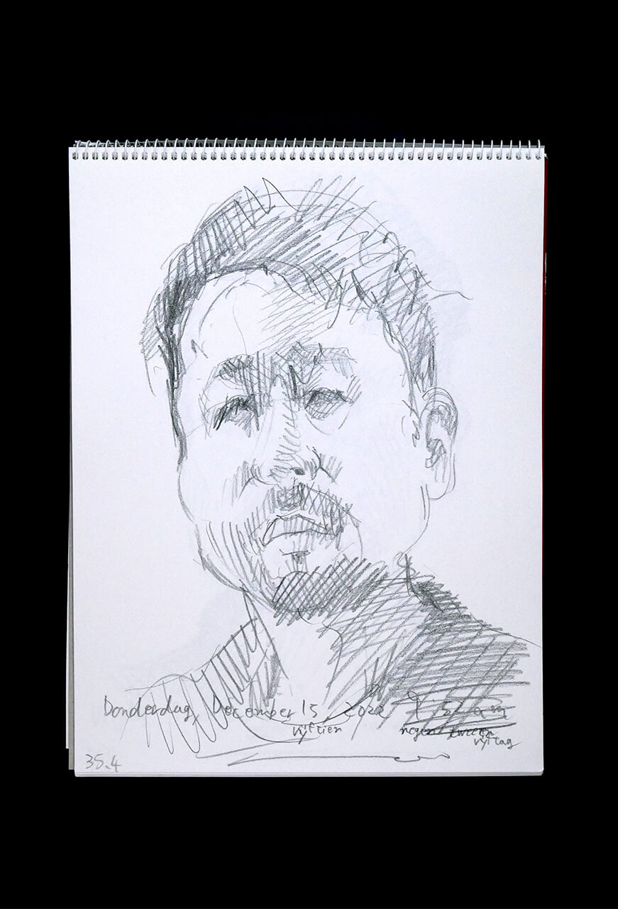 Contemporary artist SHINTAKU Tomoni's 2022/12/15 Self-portrait or pencil drawing