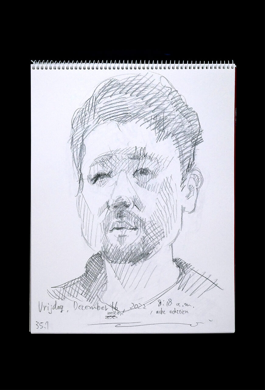 Contemporary artist SHINTAKU Tomoni's 2022/12/16 Self-portrait or pencil drawing