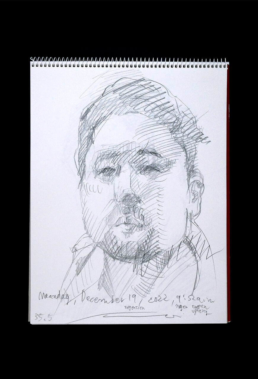 Contemporary artist SHINTAKU Tomoni's 2022/12/19 Self-portrait or pencil drawing