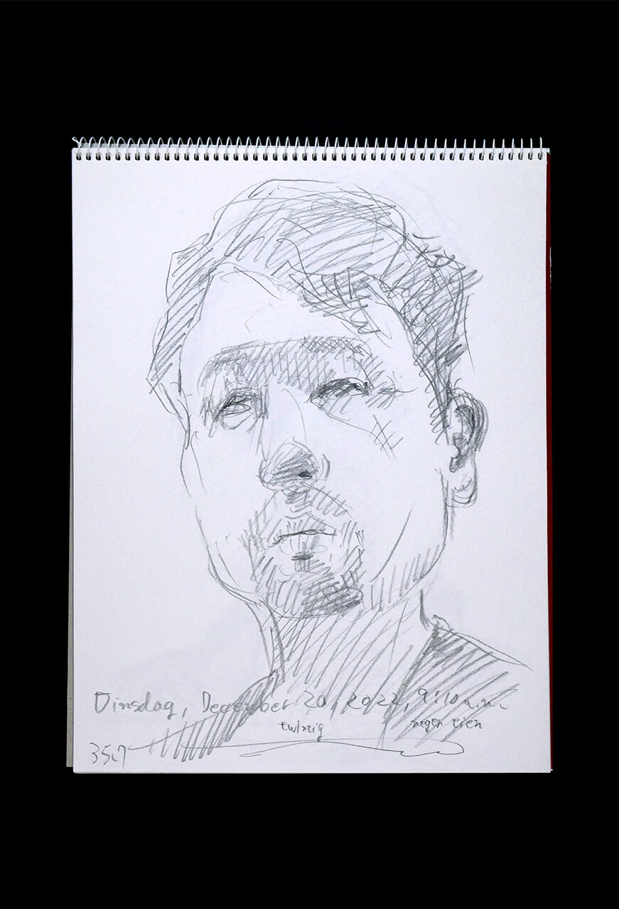 Contemporary artist SHINTAKU Tomoni's 2022/12/20 Self-portrait or pencil drawing