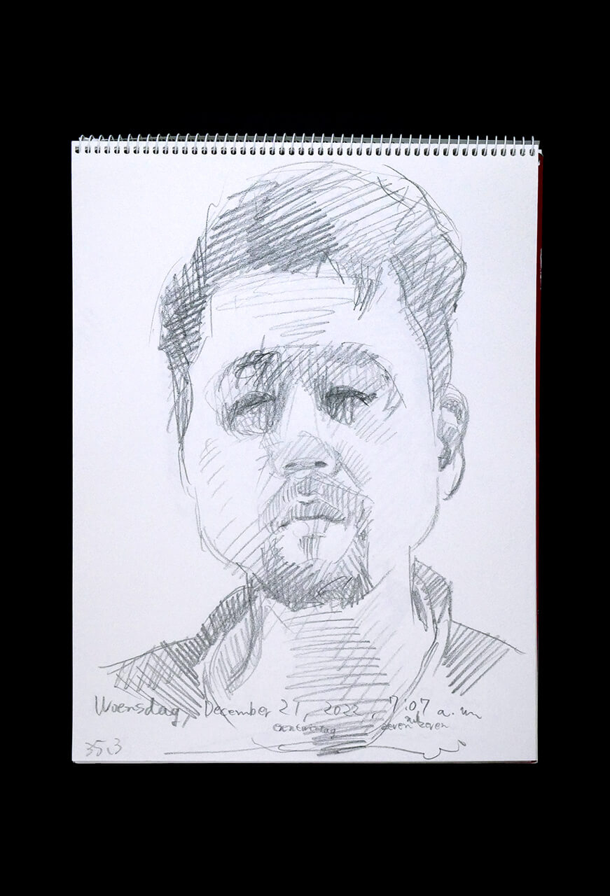 Contemporary artist SHINTAKU Tomoni's 2022/12/21 Self-portrait or pencil drawing