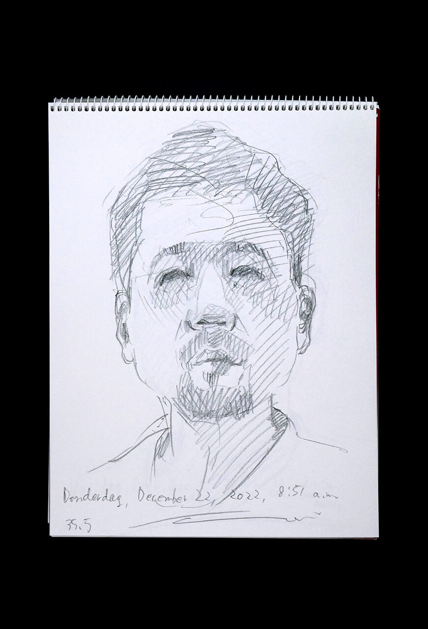 Contemporary artist SHINTAKU Tomoni's 2022/12/22 Self-portrait or pencil drawing