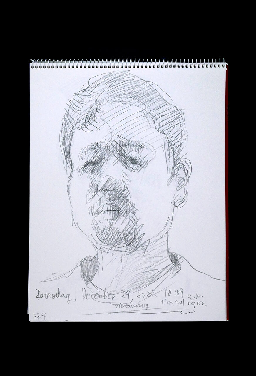 Contemporary artist SHINTAKU Tomoni's 2022/12/24 Self-portrait or pencil drawing