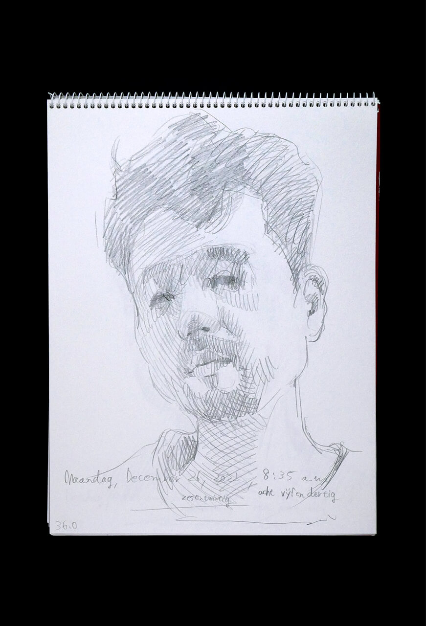 Contemporary artist SHINTAKU Tomoni's 2022/12/26 Self-portrait or pencil drawing