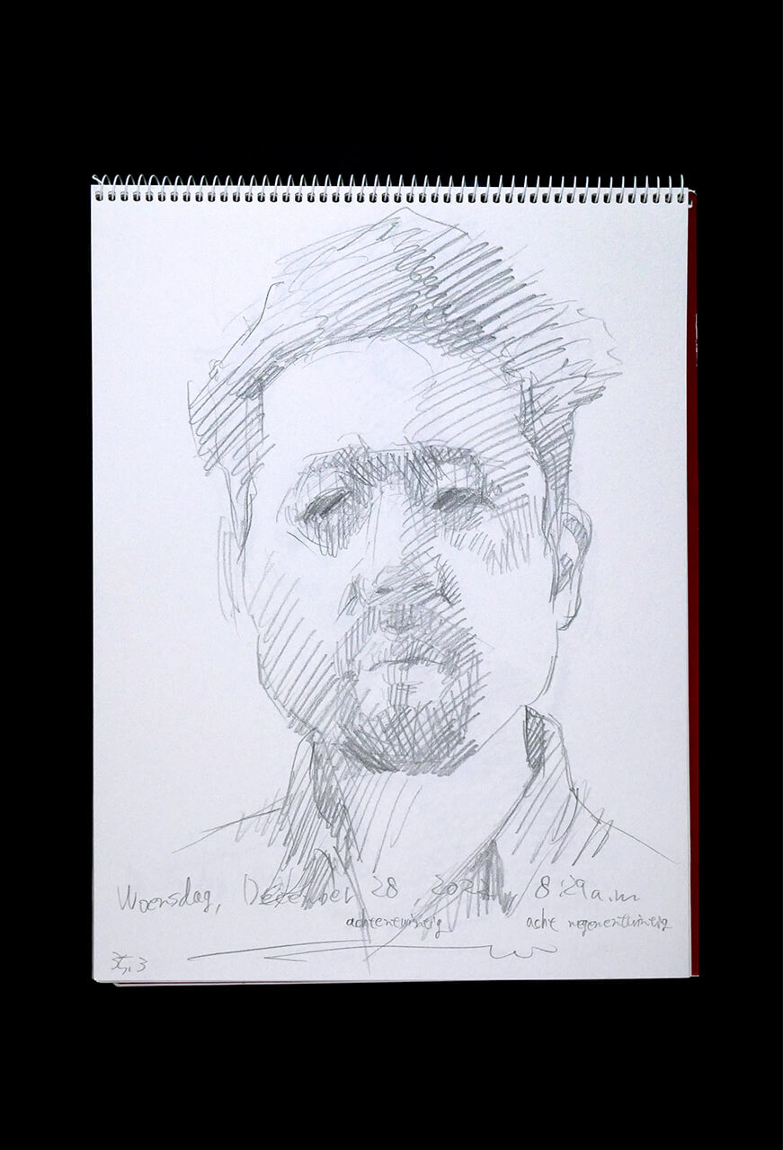 Contemporary artist SHINTAKU Tomoni's 2022/12/28 Self-portrait or pencil drawing