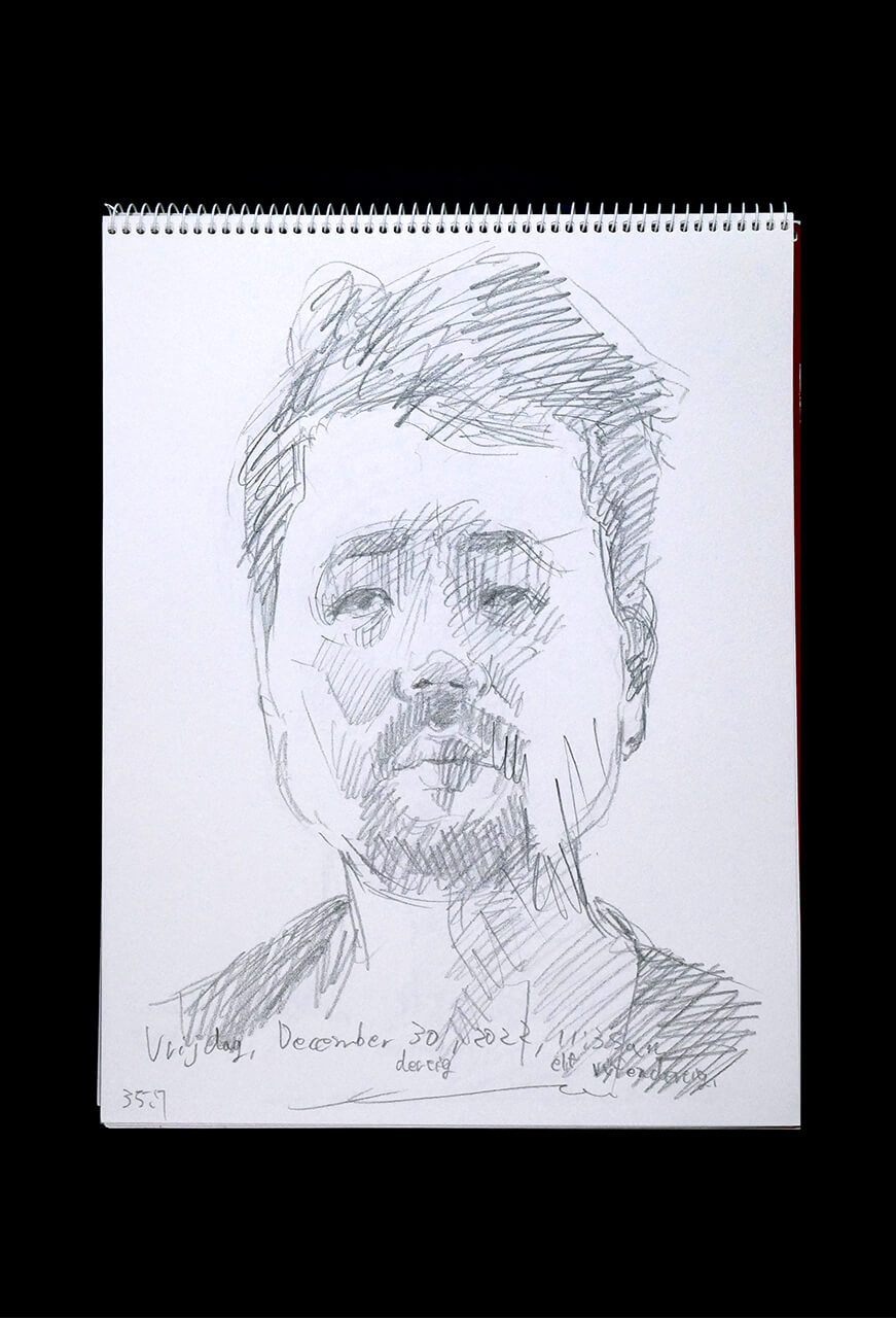 Contemporary artist SHINTAKU Tomoni's 2022/12/30 Self-portrait or pencil drawing