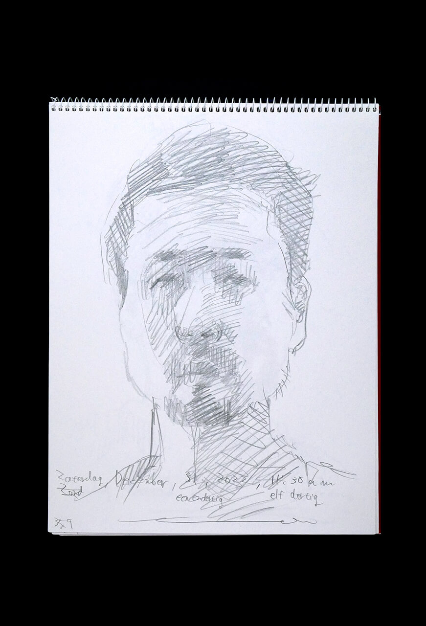 Contemporary artist SHINTAKU Tomoni's 2022/12/31 Self-portrait or pencil drawing