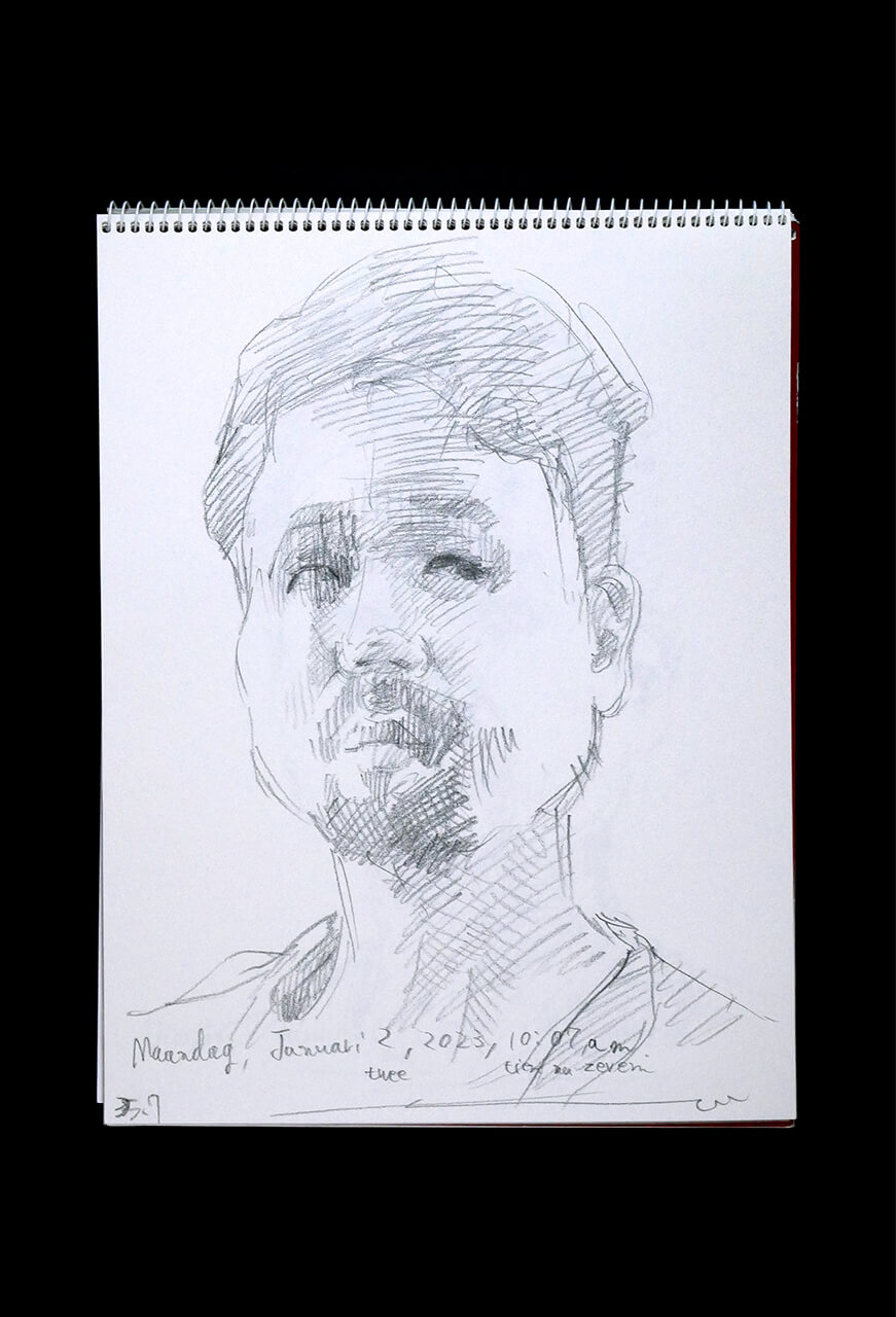 Contemporary artist SHINTAKU Tomoni's 2023/1/2 Self-portrait or pencil drawing