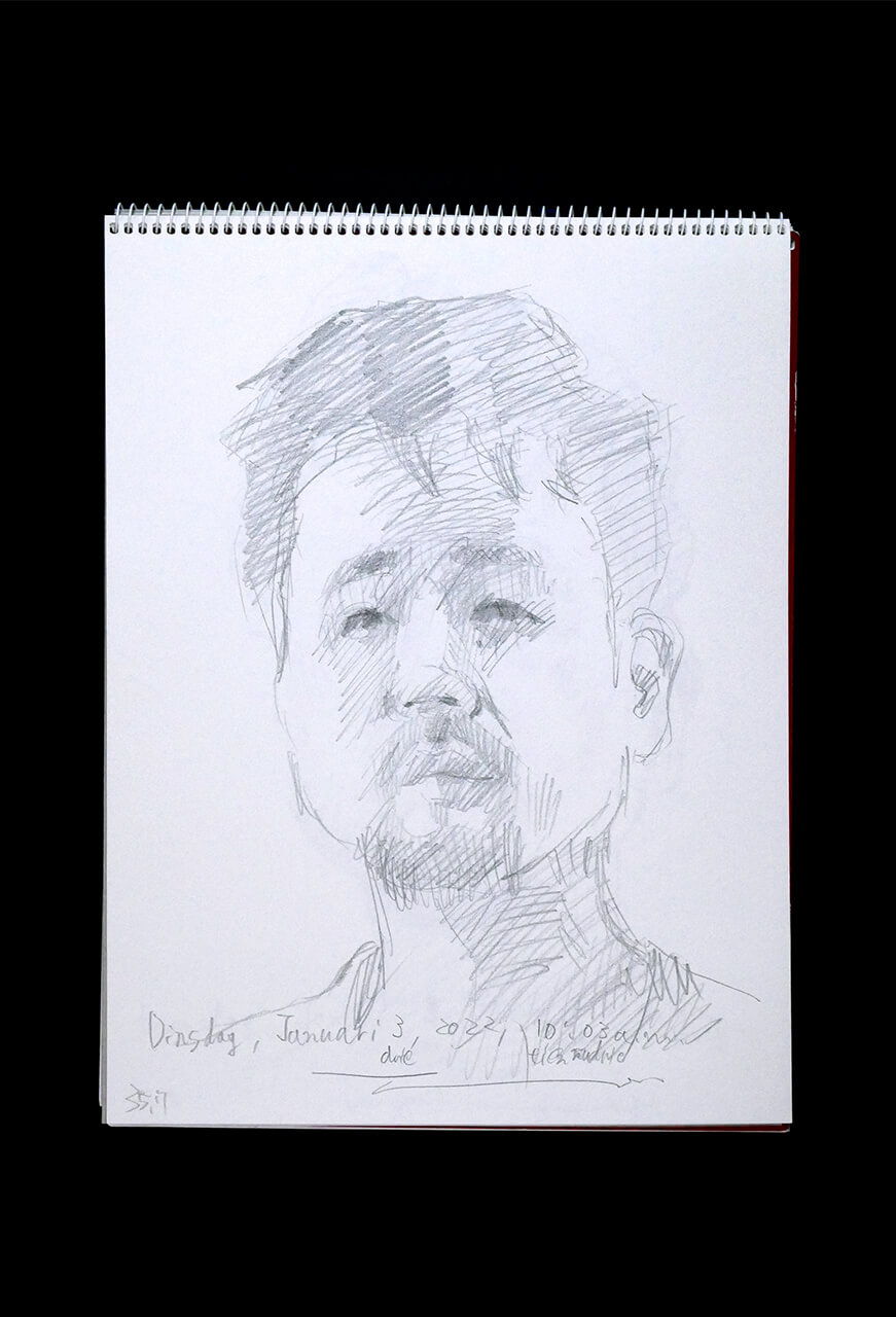 Contemporary artist SHINTAKU Tomoni's 2023/1/3 Self-portrait or pencil drawing