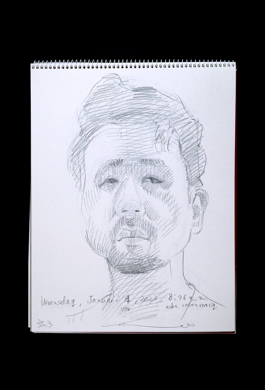 Contemporary artist SHINTAKU Tomoni's 2023/1/4 Self-portrait or pencil drawing