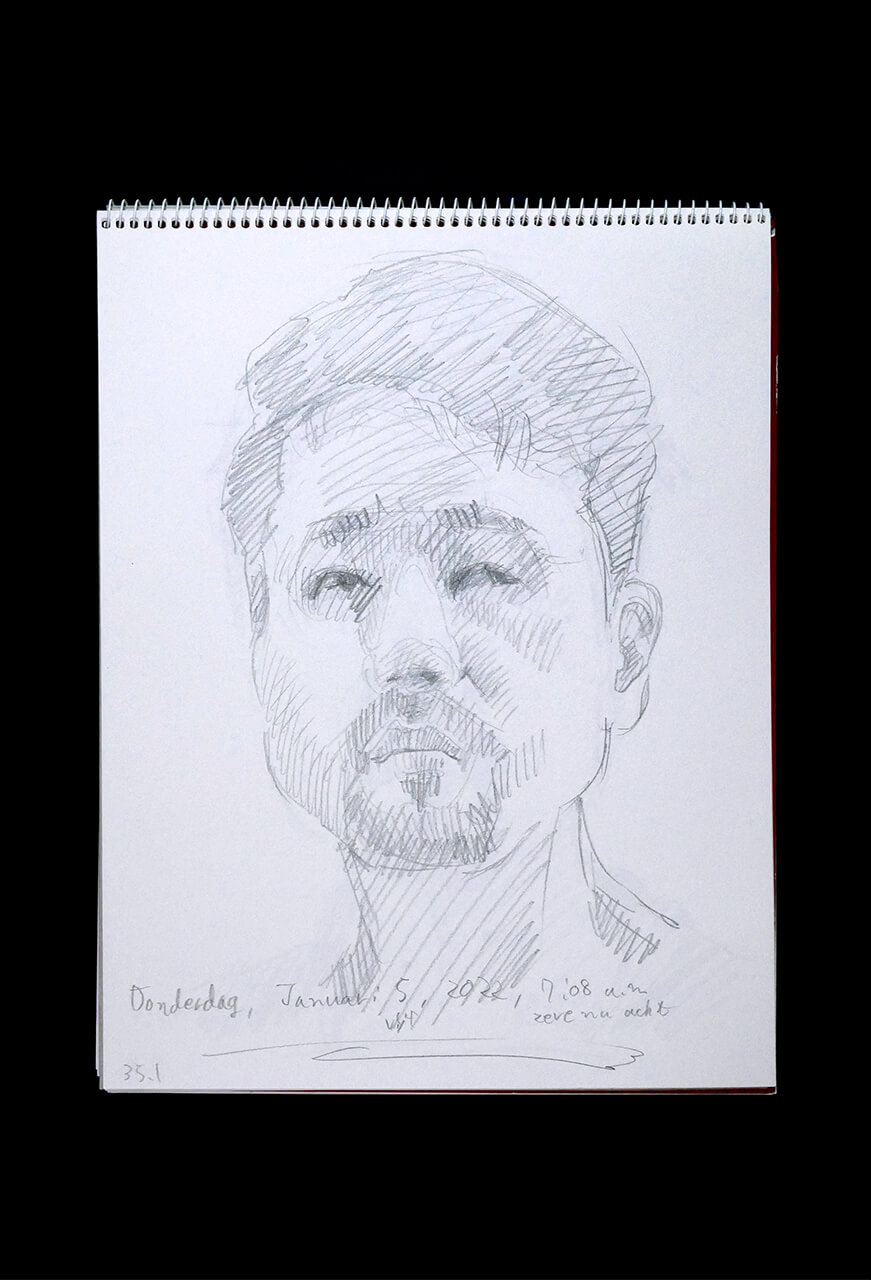 Contemporary artist SHINTAKU Tomoni's 2023/1/5 Self-portrait or pencil drawing