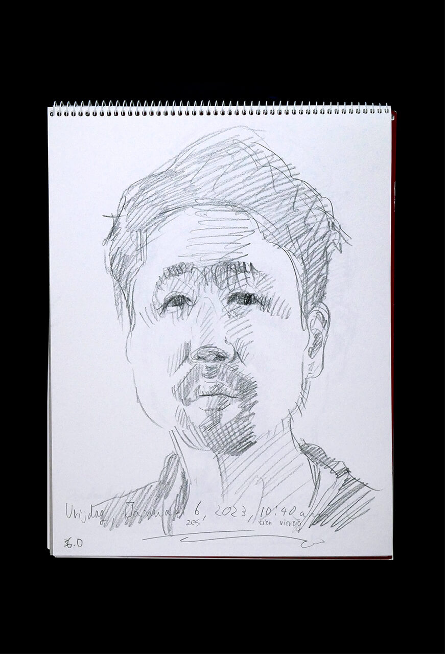 Contemporary artist SHINTAKU Tomoni's 2023/1/6 Self-portrait or pencil drawing
