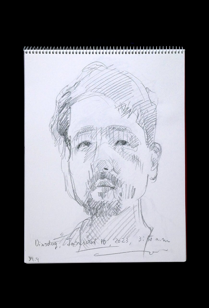 Contemporary artist SHINTAKU Tomoni's 2023/1/10 Self-portrait or pencil drawing