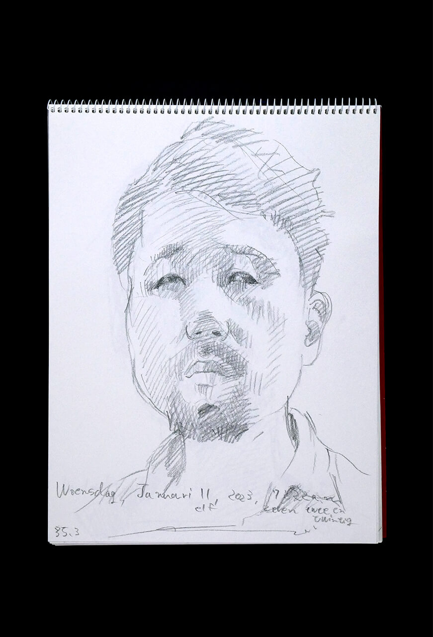 Contemporary artist SHINTAKU Tomoni's 2023/1/11 Self-portrait or pencil drawing