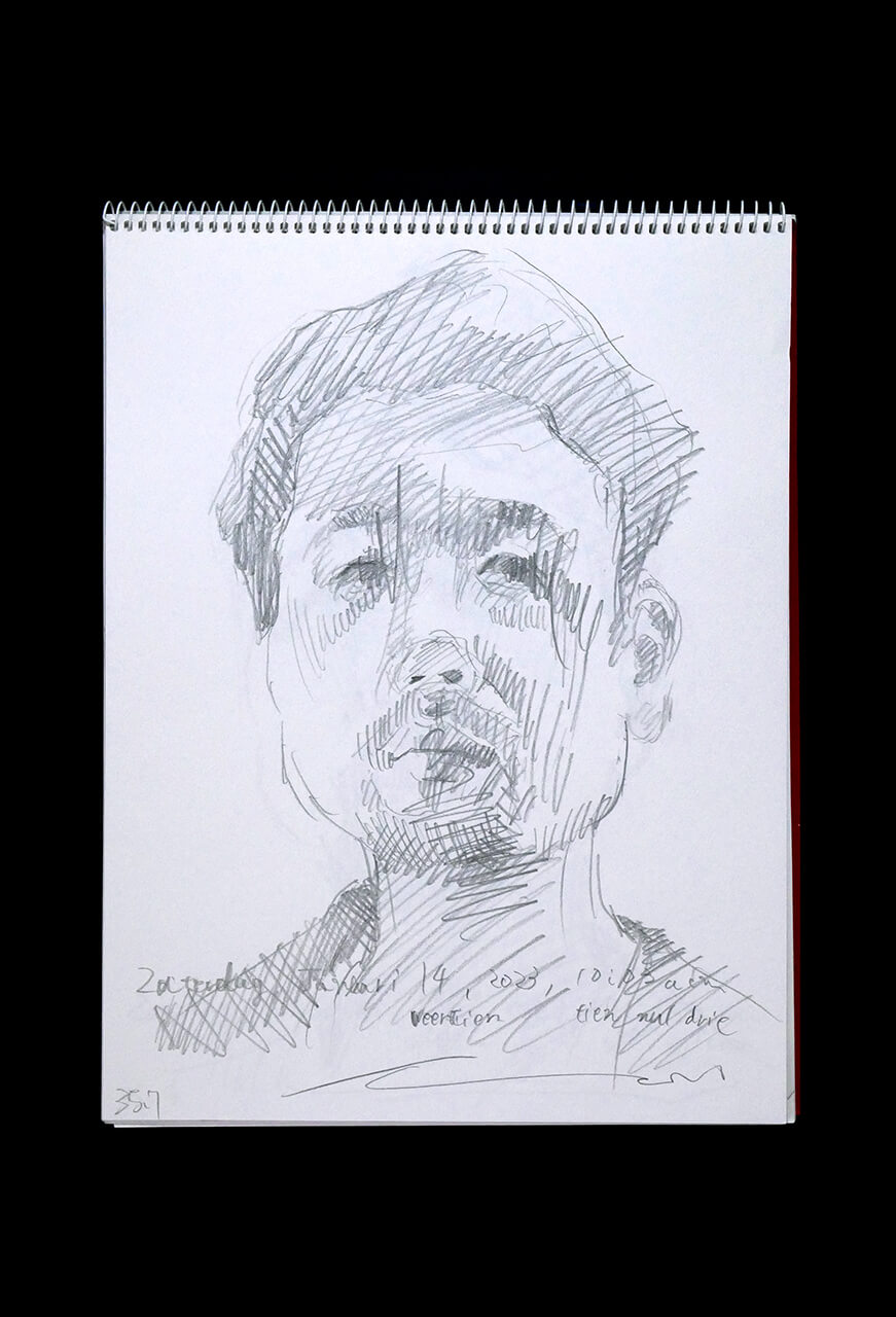 Contemporary artist SHINTAKU Tomoni's 2023/1/14 Self-portrait or pencil drawing