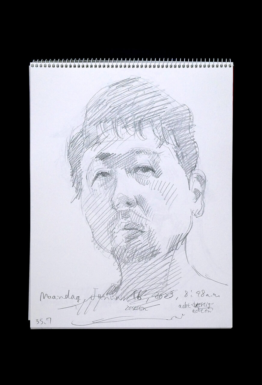 Contemporary artist SHINTAKU Tomoni's 2023/1/16 Self-portrait or pencil drawing