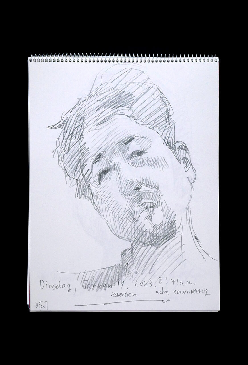 Contemporary artist SHINTAKU Tomoni's 2023/1/17 Self-portrait or pencil drawing