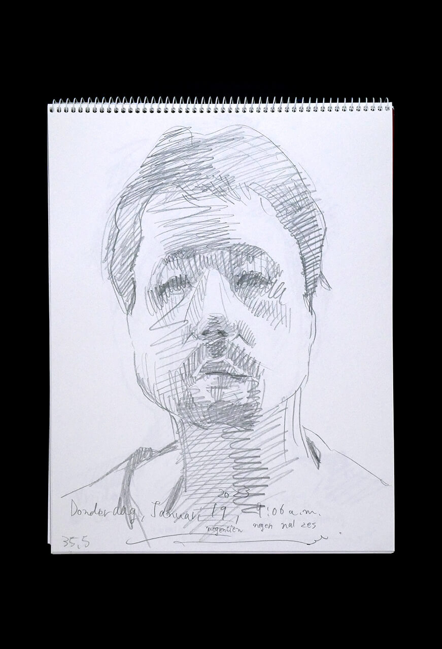Contemporary artist SHINTAKU Tomoni's 2023/1/19 Self-portrait or pencil drawing