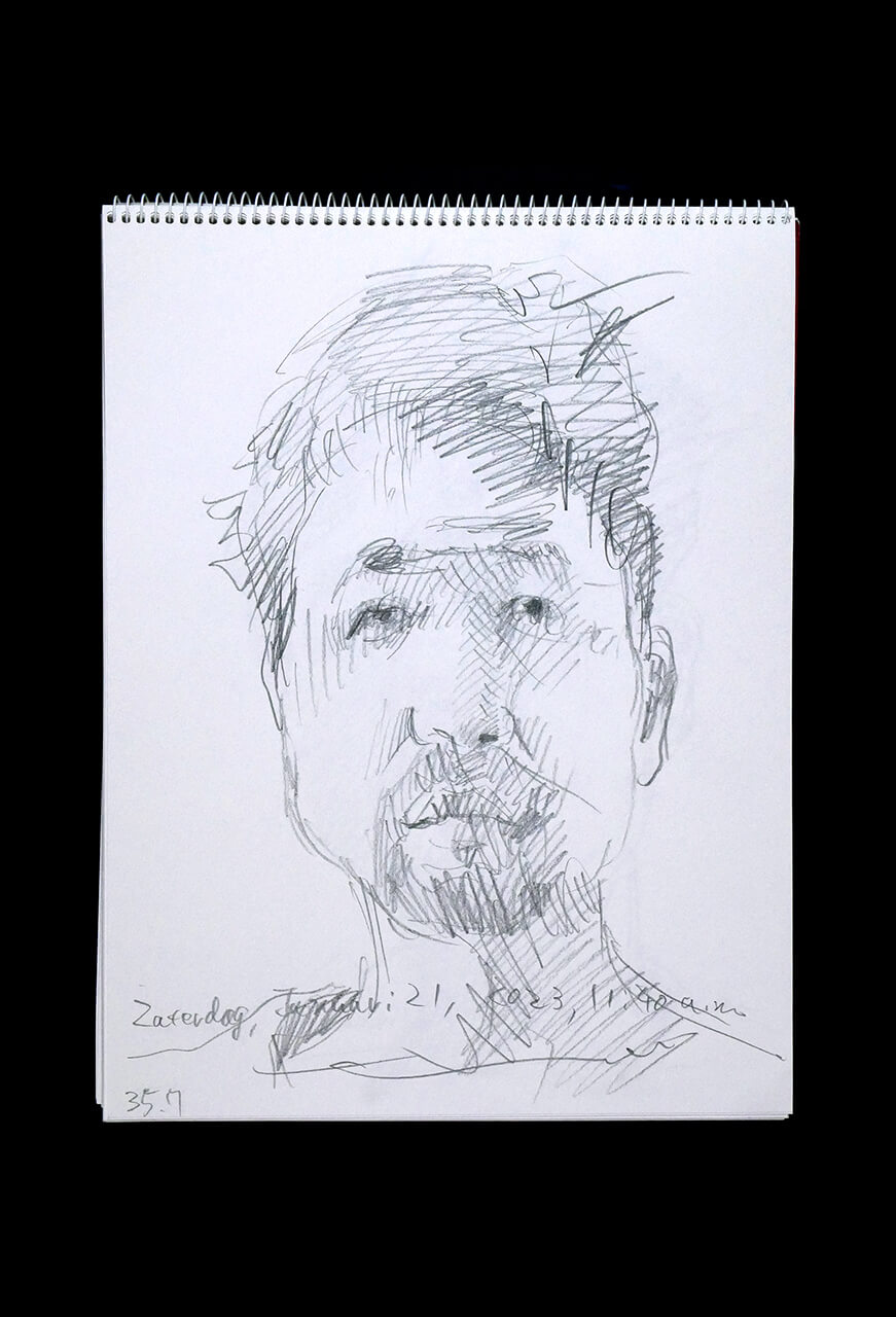 Contemporary artist SHINTAKU Tomoni's 2023/1/21 Self-portrait or pencil drawing