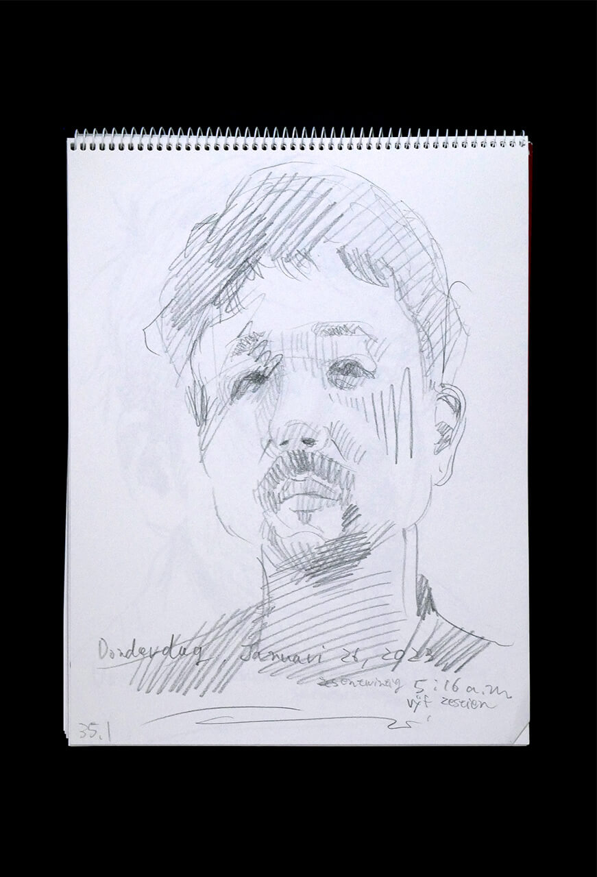 Contemporary artist SHINTAKU Tomoni's 2023/1/26 Self-portrait or pencil drawing