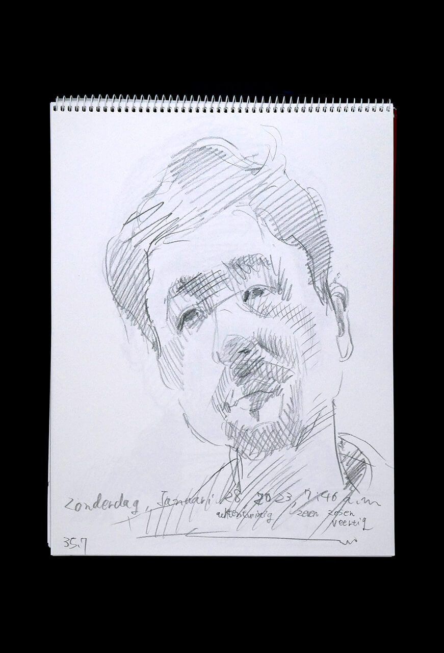 Contemporary artist SHINTAKU Tomoni's 2023/1/28 Self-portrait or pencil drawing