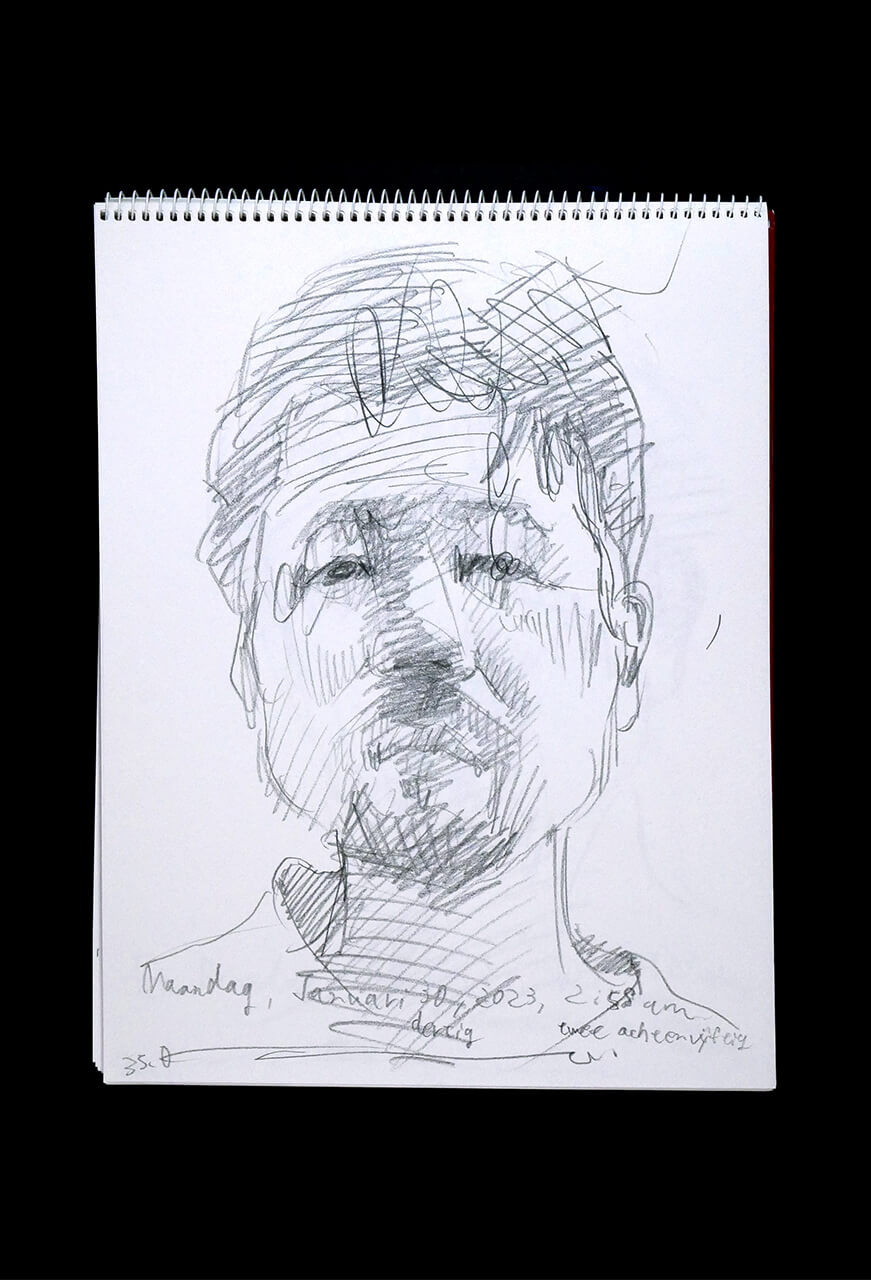 Contemporary artist SHINTAKU Tomoni's 2023/1/30 Self-portrait or pencil drawing