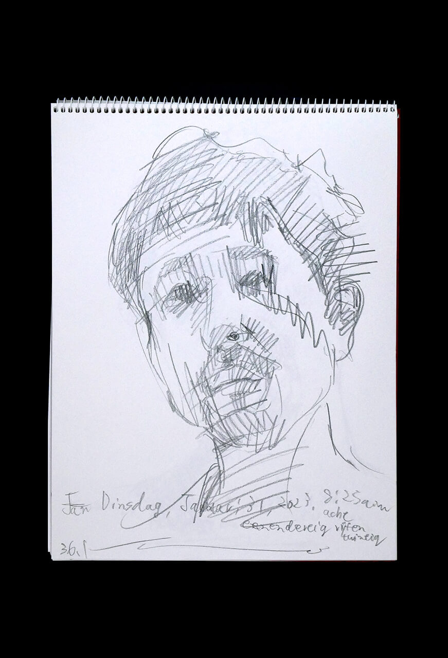 Contemporary artist SHINTAKU Tomoni's 2023/1/31 Self-portrait or pencil drawing