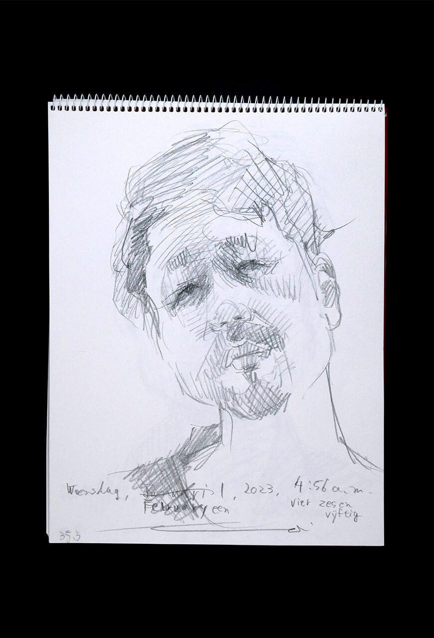 Contemporary artist SHINTAKU Tomoni's 2023/2/1 Self-portrait or pencil drawing