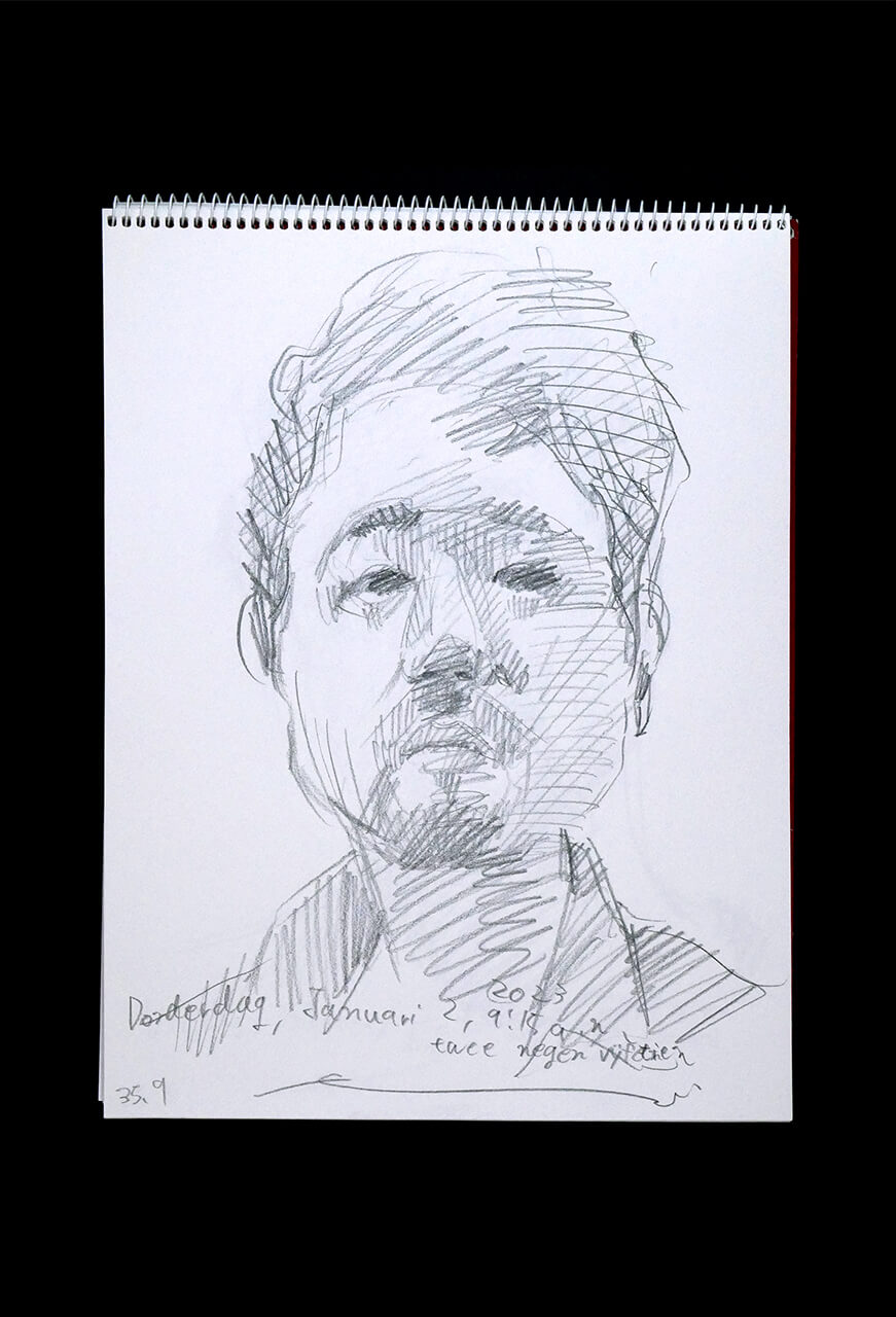 Contemporary artist SHINTAKU Tomoni's 2023/2/2 Self-portrait or pencil drawing