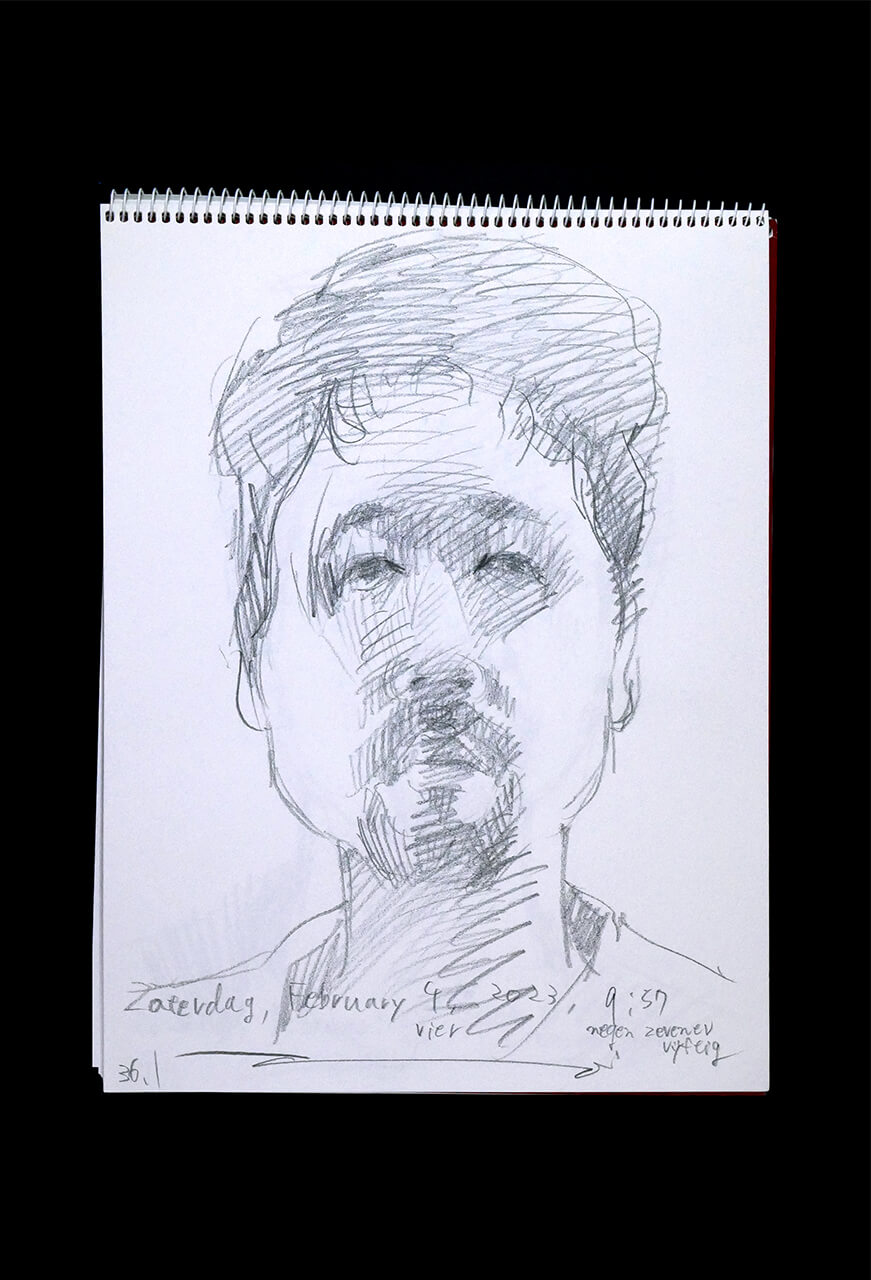 Contemporary artist SHINTAKU Tomoni's 2023/2/4 Self-portrait or pencil drawing