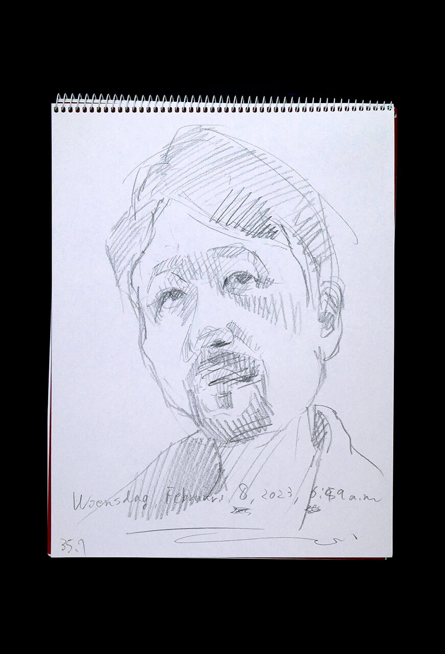 Contemporary artist SHINTAKU Tomoni's 2023/2/8 Self-portrait or pencil drawing