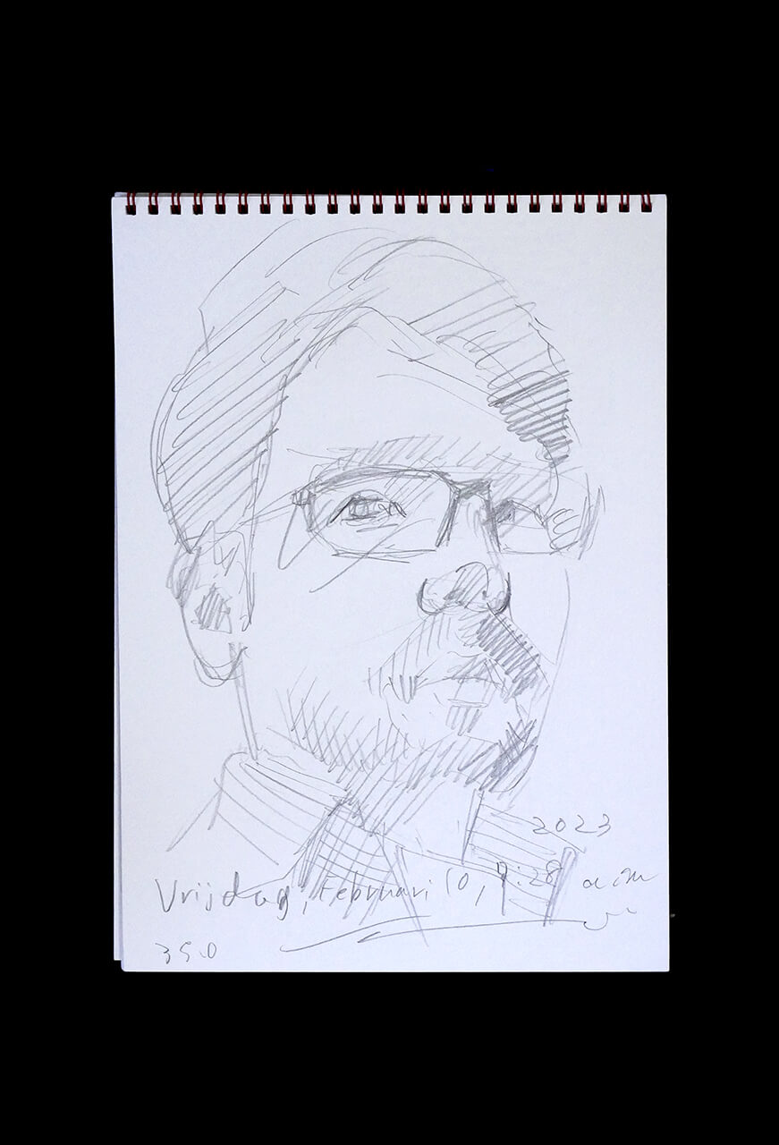 Contemporary artist SHINTAKU Tomoni's 2023/2/10 Self-portrait or pencil drawing
