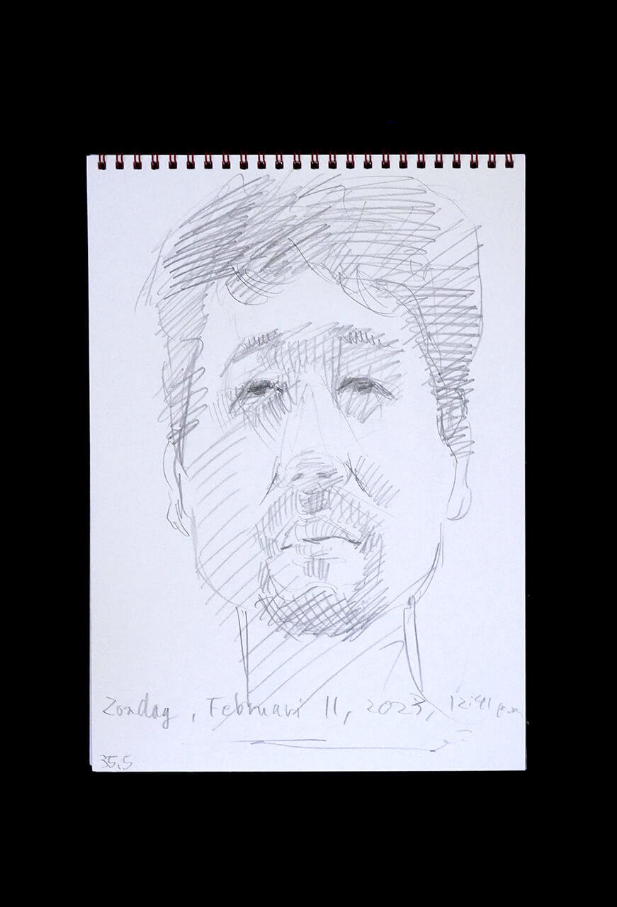 Contemporary artist SHINTAKU Tomoni's 2023/2/11 Self-portrait or pencil drawing