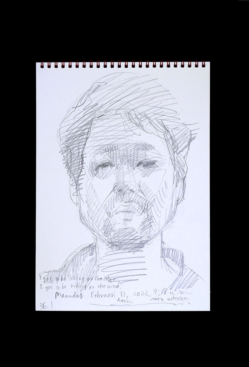 Contemporary artist SHINTAKU Tomoni's 2023/2/13 Self-portrait or pencil drawing
